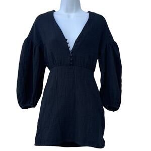 Zara puff sleeve mini black dress women’s size S